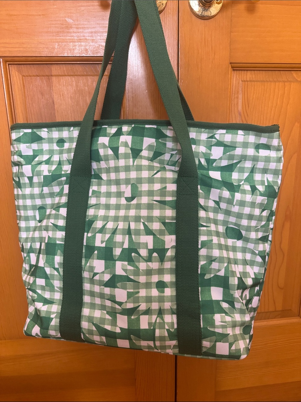 Kate Spade ♠️♠️Green Gingham Floral Tote Insulated. - Picture 3 of 4